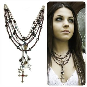 Kinley Sterling Silver Multi Strand Garnet Necklac